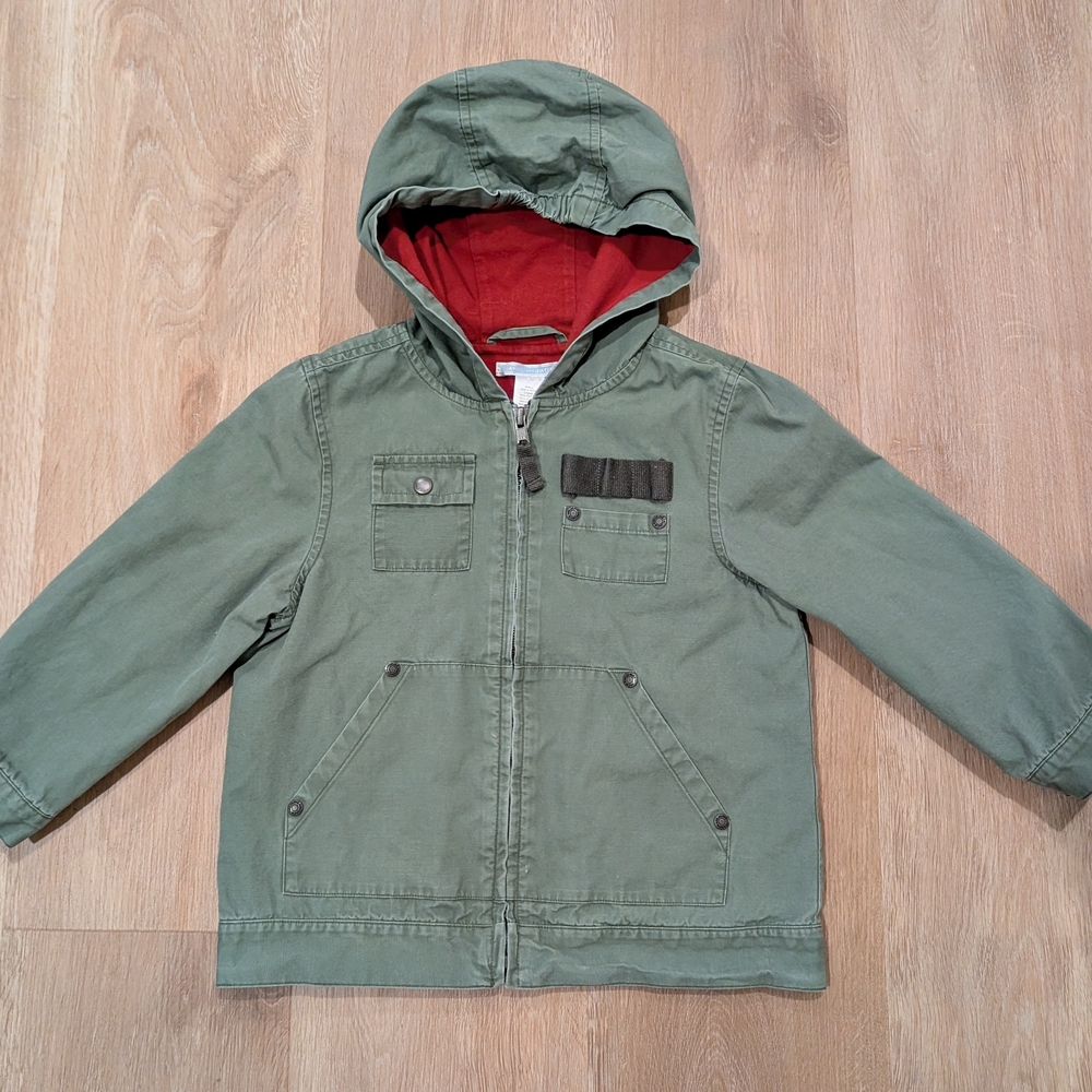 Vintage 2008 Janie and Jack 2T-3T Olive Green Hooded Jacket 2008